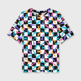 Женская футболка oversize 3D с принтом Разноцветные Шахматные Фигуры в Тюмени,  |  | 