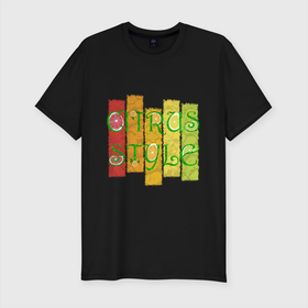 Мужская футболка хлопок Slim с принтом Citrus style , 92% хлопок, 8% лайкра | приталенный силуэт, круглый вырез ворота, длина до линии бедра, короткий рукав | citrus | style | апельсин | грейпфрут | лайм | лимон | листья | надпись | палитра | полосы | разные цвета | фрукты | цитрусы