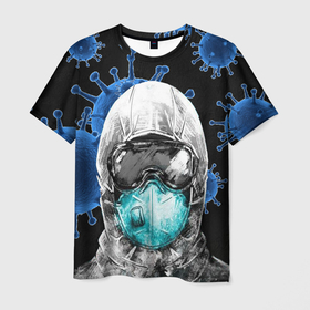 Мужская футболка 3D с принтом Protection against Covid 19 в Новосибирске, 100% полиэфир | прямой крой, круглый вырез горловины, длина до линии бедер | coronavirus | covid19 | doctors | virus | zombie
