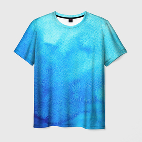 Мужская футболка 3D с принтом Глубина льда в Екатеринбурге, 100% полиэфир | прямой крой, круглый вырез горловины, длина до линии бедер | Тематика изображения на принте: акварель | арт | глубина | краски | лёд | мазки | мазки красок | рисунок | рисунок акварелью | рисунок красками