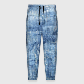 Мужские брюки 3D с принтом Джинсовые мазки в Екатеринбурге, 100% полиэстер | манжеты по низу, эластичный пояс регулируется шнурком, по бокам два кармана без застежек, внутренняя часть кармана из мелкой сетки | акварель | арт | джинса | джинсы | краски | мазки | мазки красок | рисунок | рисунок акварелью | рисунок красками | ткань