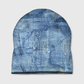 Шапка 3D с принтом Джинсовые мазки в Тюмени, 100% полиэстер | универсальный размер, печать по всей поверхности изделия | акварель | арт | джинса | джинсы | краски | мазки | мазки красок | рисунок | рисунок акварелью | рисунок красками | ткань