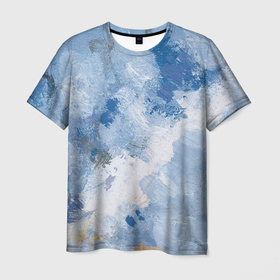 Мужская футболка 3D с принтом Небесные мазки , 100% полиэфир | прямой крой, круглый вырез горловины, длина до линии бедер | акварель | арт | краски | мазки | мазки красок | рисунок | рисунок акварелью | рисунок красками