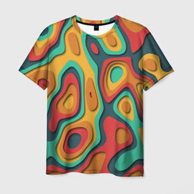 Мужская футболка 3D с принтом 3D узор Color в Тюмени, 100% полиэфир | прямой крой, круглый вырез горловины, длина до линии бедер | 3d | 3д | abstraction | illusion | illustration | pattern | threedimensional | top | абстракция | иллюзия | иллюстрация | объемный | узор