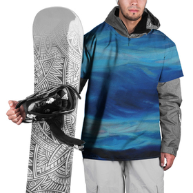 Накидка на куртку 3D с принтом Акварельное море , 100% полиэстер |  | Тематика изображения на принте: акварель | арт | вода | краски | мазки | мазки красок | море | рисунок | рисунок акварелью | рисунок красками | тёмная вода