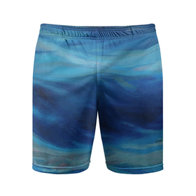 Мужские шорты спортивные с принтом Акварельное море в Тюмени,  |  | акварель | арт | вода | краски | мазки | мазки красок | море | рисунок | рисунок акварелью | рисунок красками | тёмная вода