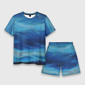 Мужской костюм с шортами 3D с принтом Акварельное море ,  |  | Тематика изображения на принте: акварель | арт | вода | краски | мазки | мазки красок | море | рисунок | рисунок акварелью | рисунок красками | тёмная вода