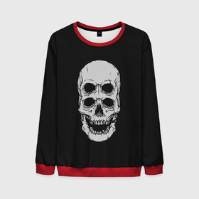 Мужской свитшот 3D с принтом Terrible Skull в Новосибирске, 100% полиэстер с мягким внутренним слоем | круглый вырез горловины, мягкая резинка на манжетах и поясе, свободная посадка по фигуре | bone | bones | halloween | horrible | monster | mutant | old | scary | siamese | sinister | skeleton | skull | terrible | twin | близнец | зловещий | кости | кость | монстр | мутант | сиамский | скелет | старый | страшный | ужасный | хэллоуин | череп