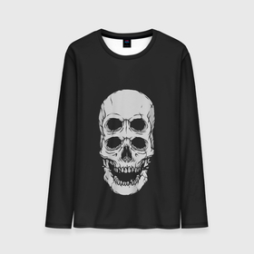 Мужской лонгслив 3D с принтом Terrible Skull в Новосибирске, 100% полиэстер | длинные рукава, круглый вырез горловины, полуприлегающий силуэт | bone | bones | halloween | horrible | monster | mutant | old | scary | siamese | sinister | skeleton | skull | terrible | twin | близнец | зловещий | кости | кость | монстр | мутант | сиамский | скелет | старый | страшный | ужасный | хэллоуин | череп