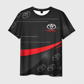 Мужская футболка 3D с принтом ТОЙОТА   TOYOTA RED LINES в Тюмени, 100% полиэфир | прямой крой, круглый вырез горловины, длина до линии бедер | auto | sport | toyota | авто | автомобиль | автомобильные | бренд | марка | машины | спорт | тойота