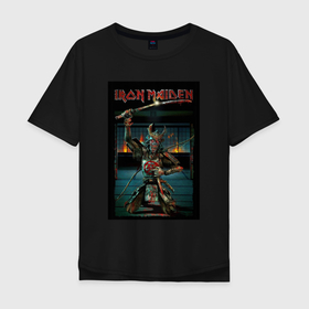 Мужская футболка хлопок Oversize с принтом Iron Maiden Самурай в Белгороде, 100% хлопок | свободный крой, круглый ворот, “спинка” длиннее передней части | iron maiden | metal | катана | метал | рок | самурай | харакири