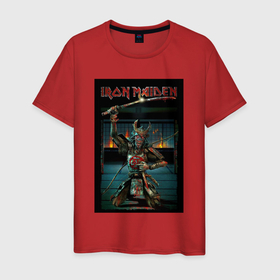 Мужская футболка хлопок с принтом Iron Maiden Самурай в Кировске, 100% хлопок | прямой крой, круглый вырез горловины, длина до линии бедер, слегка спущенное плечо. | iron maiden | metal | катана | метал | рок | самурай | харакири