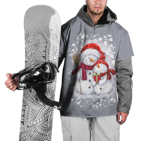 Накидка на куртку 3D с принтом Два снеговика , 100% полиэстер |  | Тематика изображения на принте: 2022 | год тигра | новогодний подарок | новый год | подарок на новый год | снег | снеговик | снеговики