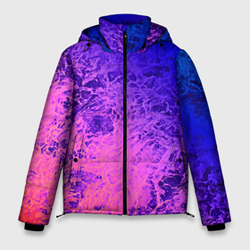 Мужская зимняя куртка 3D с принтом Абстрактный пурпурно синий в Белгороде, верх — 100% полиэстер; подкладка — 100% полиэстер; утеплитель — 100% полиэстер | длина ниже бедра, свободный силуэт Оверсайз. Есть воротник-стойка, отстегивающийся капюшон и ветрозащитная планка. 

Боковые карманы с листочкой на кнопках и внутренний карман на молнии. | Тематика изображения на принте: абстрактный | волны | молодежный | морская пена | мраморный | розовый | синий | современный | фиолетовый