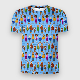 Мужская футболка 3D Slim с принтом Великий Север   The Great North (pattern) в Новосибирске, 100% полиэстер с улучшенными характеристиками | приталенный силуэт, круглая горловина, широкие плечи, сужается к линии бедра | аляска | биф | вольф | джуди | мун | снег | тобин | ханипчел | хэм