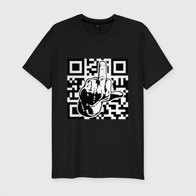 Мужская футболка хлопок Slim с принтом Хватит Меня Сканировать в Белгороде, 92% хлопок, 8% лайкра | приталенный силуэт, круглый вырез ворота, длина до линии бедра, короткий рукав | barcode | ecode | qr | код | штрихкод