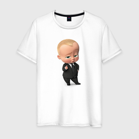 Мужская футболка хлопок с принтом Босс Молокосос. в Тюмени, 100% хлопок | прямой крой, круглый вырез горловины, длина до линии бедер, слегка спущенное плечо. | бейби босс | босс | боссмолокосос | мультфильм