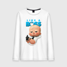 Мужской лонгслив хлопок с принтом Босс Молокосос   Like a Boss в Петрозаводске, 100% хлопок |  | boss baby | like a boss | босс | босс молокосос | бэби босс | директор | малыш | мультфильмы | начальник | ребёнок | тед