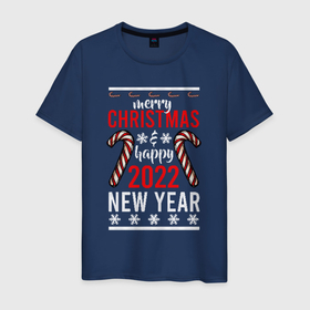Мужская футболка хлопок с принтом Happy 2022 NY , 100% хлопок | прямой крой, круглый вырез горловины, длина до линии бедер, слегка спущенное плечо. | 2022 | 2022 год | happy new year | santa | год тигра | дед мороз | каникулы | мороз | новогодний свитер | новый год | новый год 2022 | новый год тигра | оливье | праздник | рождество | санта клаус | свитер новогодний