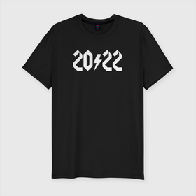 Мужская футболка хлопок Slim с принтом 2022 AC DC в Курске, 92% хлопок, 8% лайкра | приталенный силуэт, круглый вырез ворота, длина до линии бедра, короткий рукав | 2022 | 2022 год | happy new year | santa | год тигра | дед мороз | каникулы | мороз | новогодний свитер | новый год | новый год 2022 | новый год тигра | оливье | праздник | рождество | санта клаус | свитер новогодний