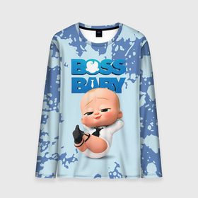 Мужской лонгслив 3D с принтом Boss Baby   Босс Молокосос в Санкт-Петербурге, 100% полиэстер | длинные рукава, круглый вырез горловины, полуприлегающий силуэт | baby | big boss | big boss baby | boss baby | cartoon | children | kids | the boss baby | большой босс | босс молокосос | детские | малыш | молокосос | мультик | ребенок