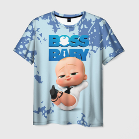 Мужская футболка 3D с принтом Boss Baby   Босс Молокосос , 100% полиэфир | прямой крой, круглый вырез горловины, длина до линии бедер | baby | big boss | big boss baby | boss baby | cartoon | children | kids | the boss baby | большой босс | босс молокосос | детские | малыш | молокосос | мультик | ребенок