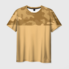 Мужская футболка 3D с принтом Песочный , 100% полиэфир | прямой крой, круглый вырез горловины, длина до линии бедер | желтый | камуфляж | песочный | пестрое | яркий