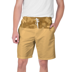 Мужские шорты 3D с принтом Песочный в Курске,  полиэстер 100% | прямой крой, два кармана без застежек по бокам. Мягкая трикотажная резинка на поясе, внутри которой широкие завязки. Длина чуть выше колен | желтый | камуфляж | песочный | пестрое | яркий