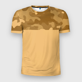 Мужская футболка 3D Slim с принтом Песочный в Белгороде, 100% полиэстер с улучшенными характеристиками | приталенный силуэт, круглая горловина, широкие плечи, сужается к линии бедра | желтый | камуфляж | песочный | пестрое | яркий