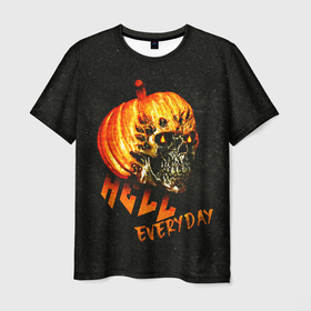Мужская футболка 3D с принтом Helloween   череп тыква  scull pumkin в Белгороде, 100% полиэфир | прямой крой, круглый вырез горловины, длина до линии бедер | helloween | pumpkin | scull | праздник | праздникхеллоин | тыква | хелловин | холоуин | череп