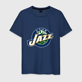 Мужская футболка хлопок с принтом Юта Джаз в Петрозаводске, 100% хлопок | прямой крой, круглый вырез горловины, длина до линии бедер, слегка спущенное плечо. | jazz | nba | utah | utah jazz | баскетбол | джаз | джазз | джас | нба | юта | юта джаз