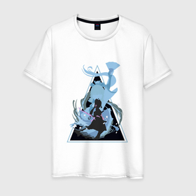 Мужская футболка хлопок с принтом Genshin Impact AyakaАяка в Белгороде, 100% хлопок | прямой крой, круглый вырез горловины, длина до линии бедер, слегка спущенное плечо. | ayaka | cryo | genshin | impact | аяка | влияние | геншин | импакт | крио | сирасаги | химэгими