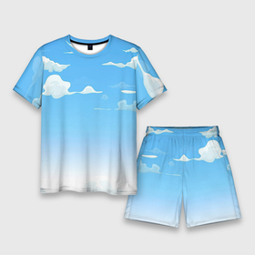 Мужской костюм с шортами 3D с принтом Летнее небо в Курске,  |  | арт | лето | небо | облака | облако | природа | рисунок | синий