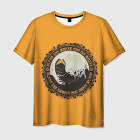 Мужская футболка 3D с принтом Worm 2021 в Тюмени, 100% полиэфир | прямой крой, круглый вырез горловины, длина до линии бедер | Тематика изображения на принте: arrakis | art | dune | movie | worm