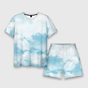 Мужской костюм с шортами 3D с принтом Плотные облака в Курске,  |  | арт | небо | облака | облако | природа | рисунок | синий