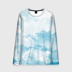 Мужской лонгслив 3D с принтом Плотные облака в Тюмени, 100% полиэстер | длинные рукава, круглый вырез горловины, полуприлегающий силуэт | арт | небо | облака | облако | природа | рисунок | синий