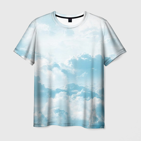 Мужская футболка 3D с принтом Плотные облака в Тюмени, 100% полиэфир | прямой крой, круглый вырез горловины, длина до линии бедер | Тематика изображения на принте: арт | небо | облака | облако | природа | рисунок | синий