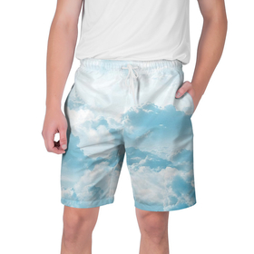 Мужские шорты 3D с принтом Плотные облака в Тюмени,  полиэстер 100% | прямой крой, два кармана без застежек по бокам. Мягкая трикотажная резинка на поясе, внутри которой широкие завязки. Длина чуть выше колен | Тематика изображения на принте: арт | небо | облака | облако | природа | рисунок | синий