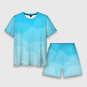 Мужской костюм с шортами 3D с принтом Голубые облака ,  |  | арт | вектор | векторный рисунок | небо | облака | облако | природа | рисунок | синий