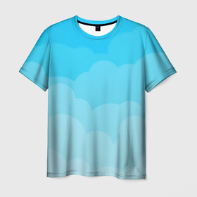 Мужская футболка 3D с принтом Голубые облака в Белгороде, 100% полиэфир | прямой крой, круглый вырез горловины, длина до линии бедер | арт | вектор | векторный рисунок | небо | облака | облако | природа | рисунок | синий