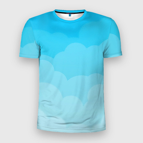 Мужская футболка 3D Slim с принтом Голубые облака в Санкт-Петербурге, 100% полиэстер с улучшенными характеристиками | приталенный силуэт, круглая горловина, широкие плечи, сужается к линии бедра | арт | вектор | векторный рисунок | небо | облака | облако | природа | рисунок | синий