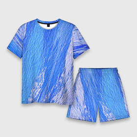 Мужской костюм с шортами 3D с принтом Крупные мазки в Курске,  |  | акварель | арт | белый | краски | мазки | мазки красок | рисунок | рисунок акварелью | рисунок красками | синий
