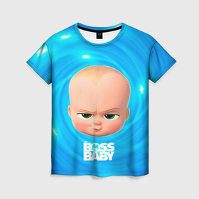 Женская футболка 3D с принтом Голова Босса молокососа в Белгороде, 100% полиэфир ( синтетическое хлопкоподобное полотно) | прямой крой, круглый вырез горловины, длина до линии бедер | baby | boss | boss baby | босс | босс молокосос | маленький босс | малыш | мальчик | молокосос | ребенок