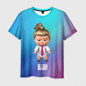 Мужская футболка 3D с принтом Boss baby girl в Курске, 100% полиэфир | прямой крой, круглый вырез горловины, длина до линии бедер | Тематика изображения на принте: baby | boss | boss baby | босс | босс молокосос | маленький босс | малыш | мальчик | молокосос | ребенок