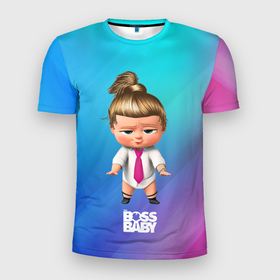 Мужская футболка 3D Slim с принтом Boss baby girl в Белгороде, 100% полиэстер с улучшенными характеристиками | приталенный силуэт, круглая горловина, широкие плечи, сужается к линии бедра | baby | boss | boss baby | босс | босс молокосос | маленький босс | малыш | мальчик | молокосос | ребенок
