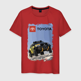 Мужская футболка хлопок с принтом Toyota Racing Team, desert competition в Тюмени, 100% хлопок | прямой крой, круглый вырез горловины, длина до линии бедер, слегка спущенное плечо. | car | competition | desert | extreme | japan | motorsport | off road | power | racing | team | toyota | автомобиль | автоспорт | внедорожник | гонка | мощь | пустыня | соревнование | тойота | экстрим | япония
