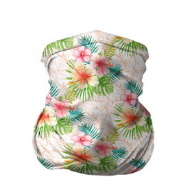 Бандана-труба 3D с принтом Гавайские цветы , 100% полиэстер, ткань с особыми свойствами — Activecool | плотность 150‒180 г/м2; хорошо тянется, но сохраняет форму | гаваи | джунгли | лето | тропики | цветочки | цветы