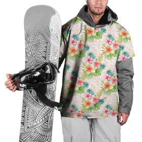 Накидка на куртку 3D с принтом Гавайские цветы в Екатеринбурге, 100% полиэстер |  | гаваи | джунгли | лето | тропики | цветочки | цветы