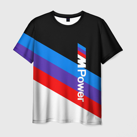 Мужская футболка 3D с принтом MPower BMW в Кировске, 100% полиэфир | прямой крой, круглый вырез горловины, длина до линии бедер | bmw | bmw e34 | bmw sport | bmw x5 | e34 | x5 | бмв | бмв лого | бмв логотип | бмв спорт | лого бмв | логотип бмв