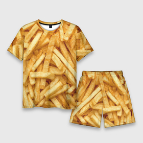 Мужской костюм с шортами 3D с принтом Картошка фри Фастфуд в Курске,  |  | potato | деревенская картошка | жареная картошка | картофель | картошка | картошка фри | фри